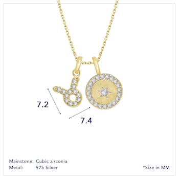 J'ADMIRE 14K Yellow Gold Over Sterling Silver Taurus Zodiac Pendant Set Necklace