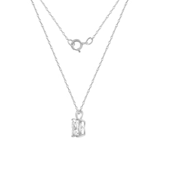 LUXGEM 14K White Gold Princess Cut Pendant Necklace | 3 Carat Cubic Zirconia