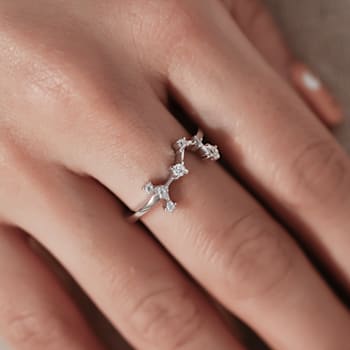 J'ADMIRE Scorpio Constellation Rhodium Over Sterling Silver Ring