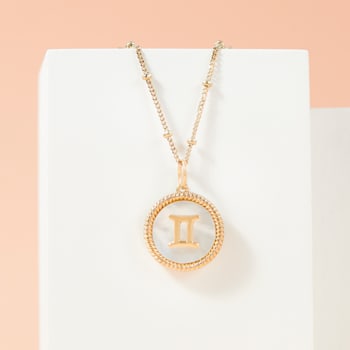 J'ADMIRE Mother of Pearl 14K Yellow Gold Over Sterling Silver Libra
Zodiac Necklace
