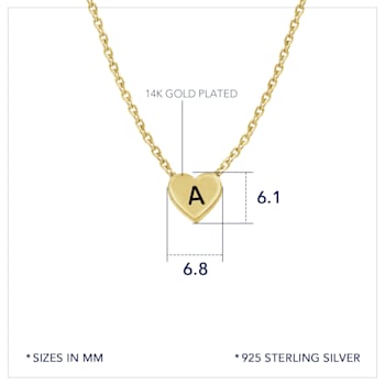 J'ADMIRE 14K Yellow Gold Over Sterling Silver Simple Initial Pendant Necklace