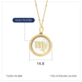 J'ADMIRE Mother of Pearl 14K Yellow Gold Over Sterling Silver Virgo
Zodiac Necklace