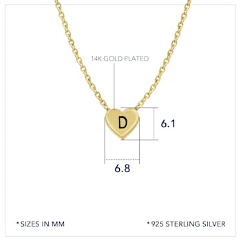 J'ADMIRE 14K Yellow Gold Over Sterling Silver Simple Initial Pendant Necklace