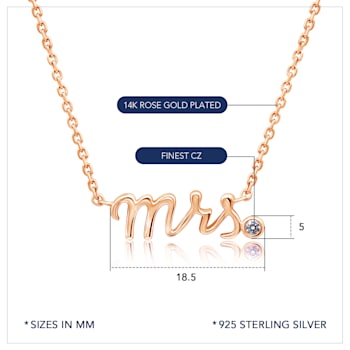 J'ADMIRE 14K Rose Gold Over Sterling Silver Mrs. Pendant Necklace