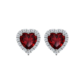 J'ADMIRE Heart Shaped Birthstone Stud Earrings