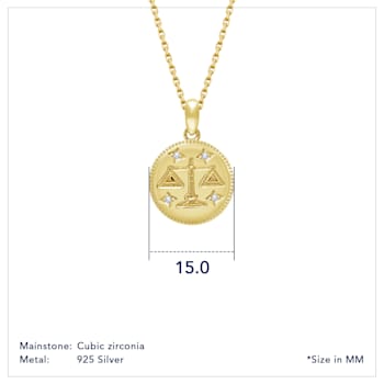 J'ADMIRE 14K Yellow Gold Over Sterling Silver Libra Zodiac Stars Pendant Necklace