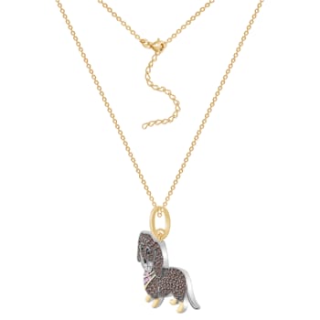 J'ADMIRE 14K Yellow Gold Plated Sterling Silver Dachshund Puppy Pendant Necklace