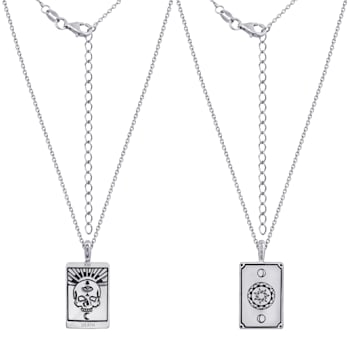 J'ADMIRE Platinum 950 Over Sterling Silver Tarot Card Death Pendant Necklace