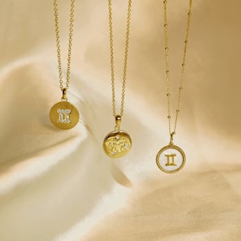 J'ADMIRE 14K Yellow Gold Over Sterling Silver Gemini Zodiac Stars
Pendant Necklace
