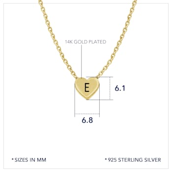 J'ADMIRE 14K Yellow Gold Over Sterling Silver Simple Initial Pendant Necklace