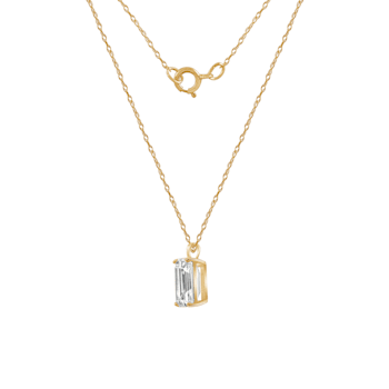 LUXGEM 10K Yellow Gold Emerald Cut Pendant Necklace | 1 Carat Cubic Zirconia