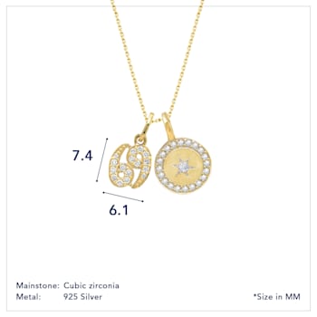 J'ADMIRE 14K Yellow Gold Over Sterling Silver Cancer Zodiac Pendant Set Necklace