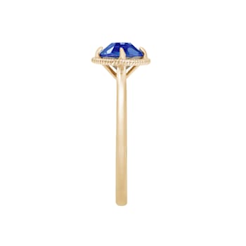 J'ADMIRE 10K Gold Crystal Sapphire Simulant Solitaire Ring