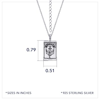 J'ADMIRE Platinum 950 Over Sterling Silver Tarot Card Death Pendant Necklace