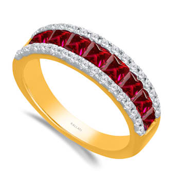 KALLATI Yellow Gold 1.45 ctw Ruby and Diamond Ring