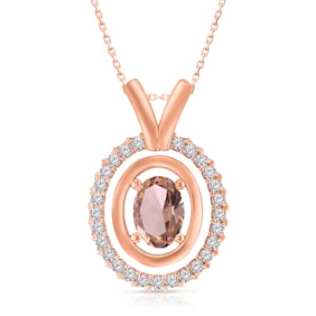 KALLATI Rose Gold "Heirloom" 1.20 ctw Oval Morganite and
Diamond Pendant
