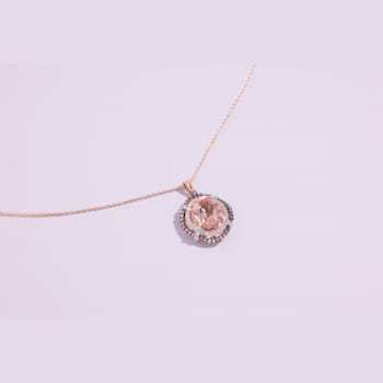 KALLATI 14k Rose Gold Morganite and Diamond Pendant