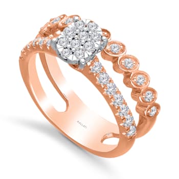 KALLATI 14K Rose Gold "Eternal" 0.75ctw Pave Diamond Ring