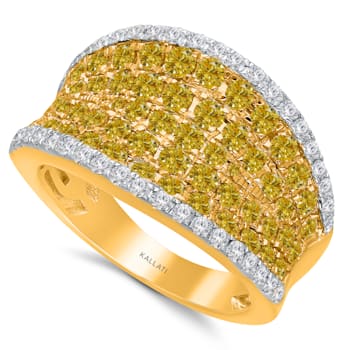 KALLATI Yellow Gold "Sunset" 2.10ct Round Natural Yellow
Diamond Ring