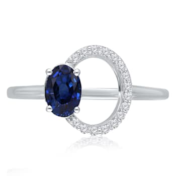 KALLATI White Gold 0.75 ctw Sapphire and Diamond Ring