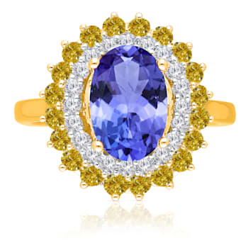 KALLATI Yellow Gold "Renaissance" 3.20ctw Natural Tanzanite
& Diamond Ring
