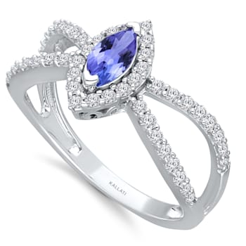 KALLATI White Gold 0.80 ctw Tanzanite and Diamond Ring