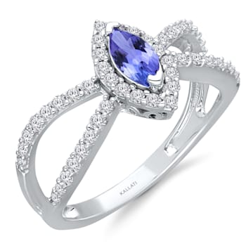 KALLATI White Gold 0.80 ctw Tanzanite and Diamond Ring