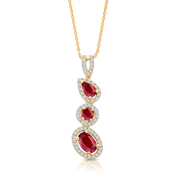 KALLATI Yellow Gold "Heirloom" 1.30ctw Ruby and Diamond Pendant