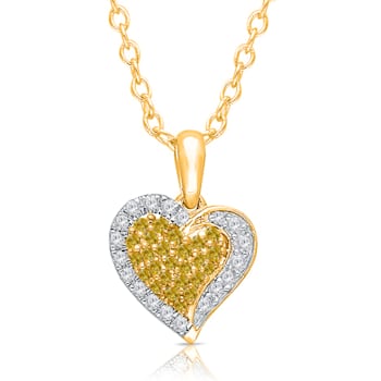 KALLATI Yellow Gold "Sunset" 0.30ct Heart White & Natural
Yellow Diamond Pendant