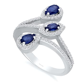KALLATI White Gold 1.20 ctw Sapphire and Diamond Ring