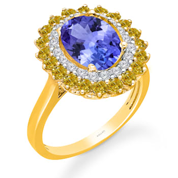 KALLATI Yellow Gold "Renaissance" 3.20ctw Natural Tanzanite
& Diamond Ring