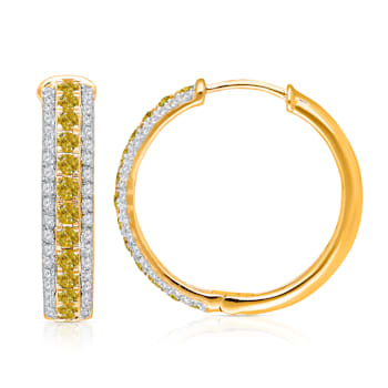KALLATI 14K White Gold "Sunset" 1.05ct White & Natural
Yellow Diamond Earrings