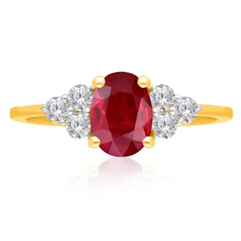 KALLATI Yellow Gold 1.25 ctw Ruby and Diamond Ring