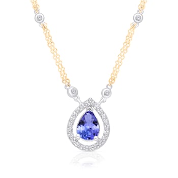 KALLATI Yellow Gold "Renaissance" 0.95 ctw Pear Tanzanite Necklace