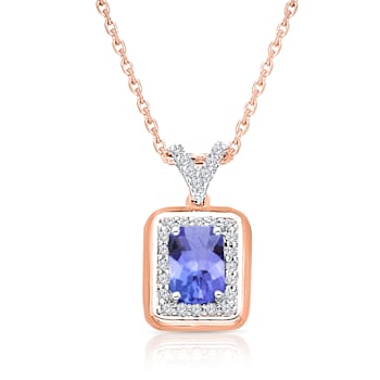 KALLATI Yellow Gold 1.35 ctw Tanzanite and Diamond Pendant