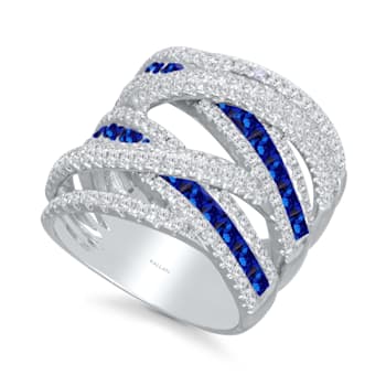 KALLATI White Gold 3.80 ctw spiral Sapphire and Diamond Ring