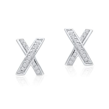 KALLATI 14K White Gold "Eternal" 0.15ct X Diamond Earrings