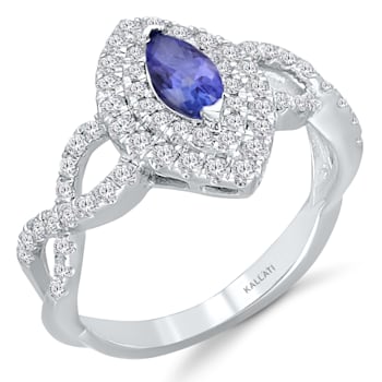 KALLATI White Gold 1.00 ctw Tanzanite and Diamond Ring