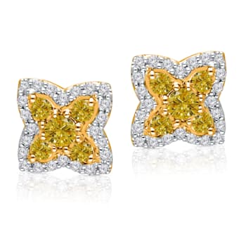 KALLATI 14K Yellow Gold "Sunset" 0.50ct White & Natural
Yellow Diamond Earrings