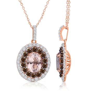 KALLATI Rose Gold "Heirloom" 4.55 ctw Morganite and Diamond Pendant