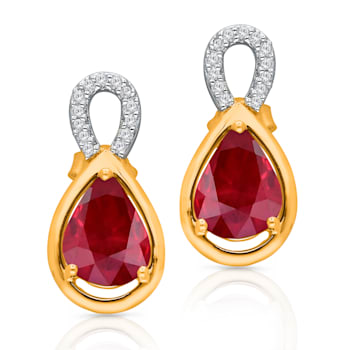 KALLATI Yellow Gold "Heirloom" 3.15 ctw Pear Ruby Earrings
