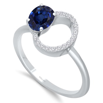 KALLATI White Gold 0.75 ctw Sapphire and Diamond Ring