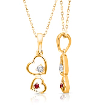KALLATI 14K Yellow Gold "Heirloom" 0.05ct Diamond With Round
Ruby Pendant