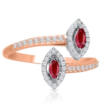 KALLATI 14K Rose Gold 0.45 Ruby and Diamond Ring