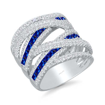 KALLATI White Gold 3.80 ctw spiral Sapphire and Diamond Ring