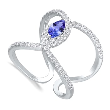 KALLATI White Gold 0.95 ctw Tanzanite and Diamond Ring