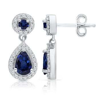KALLATI 14K White Gold "Heirloom" 1.35ctw Teardrop Sapphire Earrings