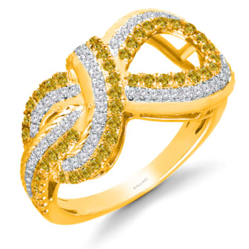 KALLATI Yellow Gold "Sunset" 0.85ct Round White & Natural
Yellow Diamond Ring