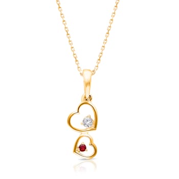 KALLATI 14K Yellow Gold "Heirloom" 0.05ct Diamond With Round
Ruby Pendant