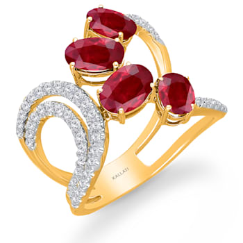 KALLATI Yellow Gold 3.35 ctw Ruby and Diamond Ring